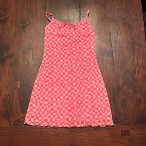 Forever 21 Pink Checkered Spaghetti Strap Dress size small
